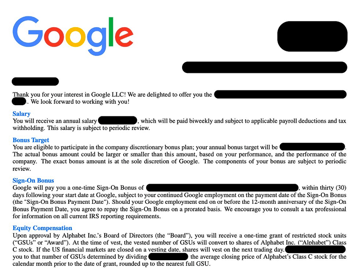 Google Offer Letter